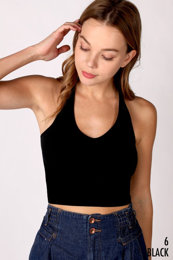Nikibiki Ribbed Halter Crop Top