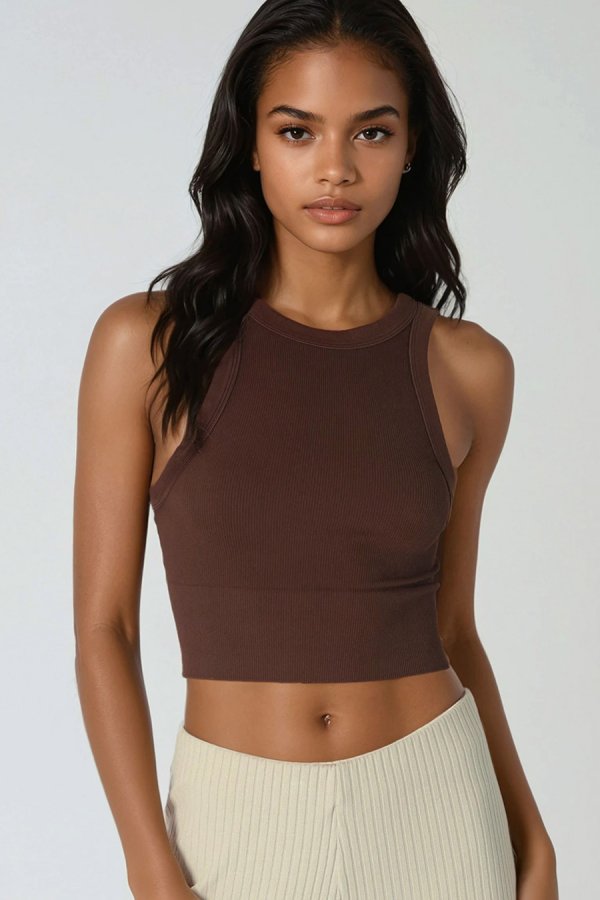 nikibiki Ribbed High Neck Crop Top