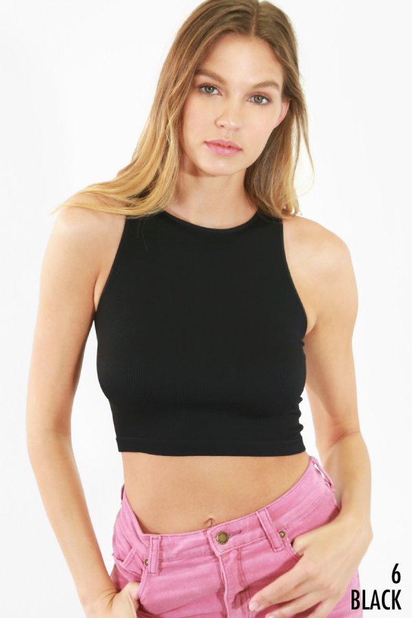 Nikibiki Ribbed Highneck Crop Top
