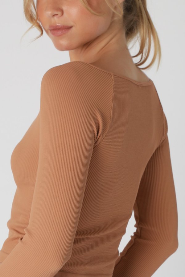 Nikibiki Ribbed LS Square Neck Top