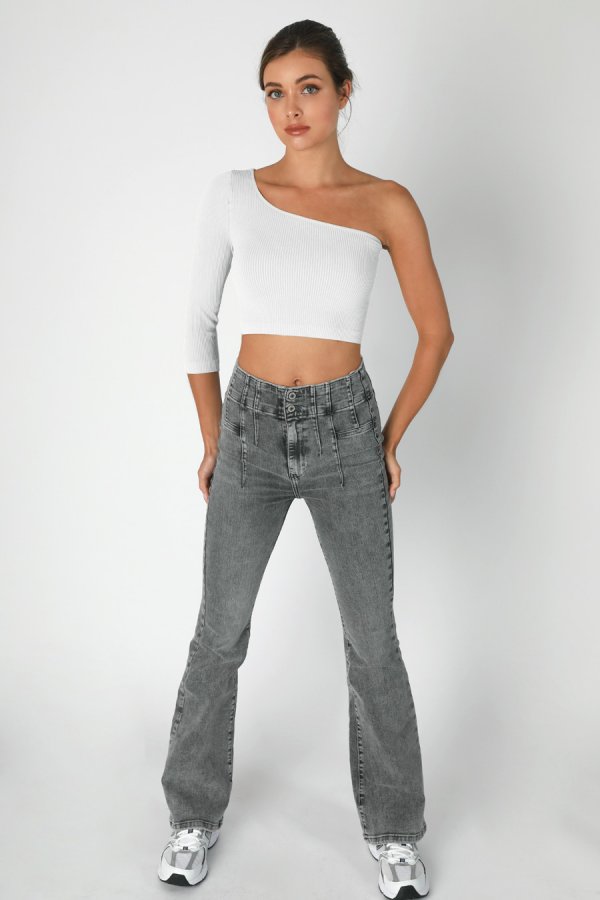 Nikibiki Ribbed One Shoulder Crop Top