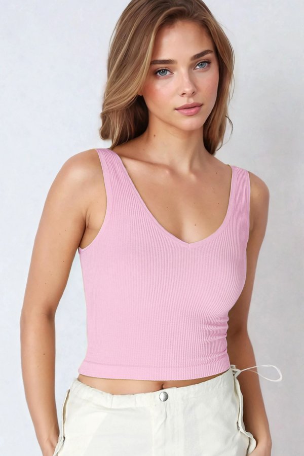 nikibiki V Neck Ribbed Crop Top