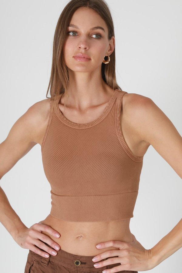 nikibiki Vintage Chevron Highneck Crop Top
