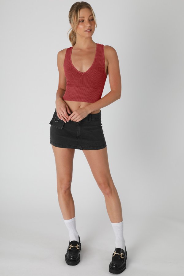 Nikibiki Vintage Plunge V-Neck Crop Top