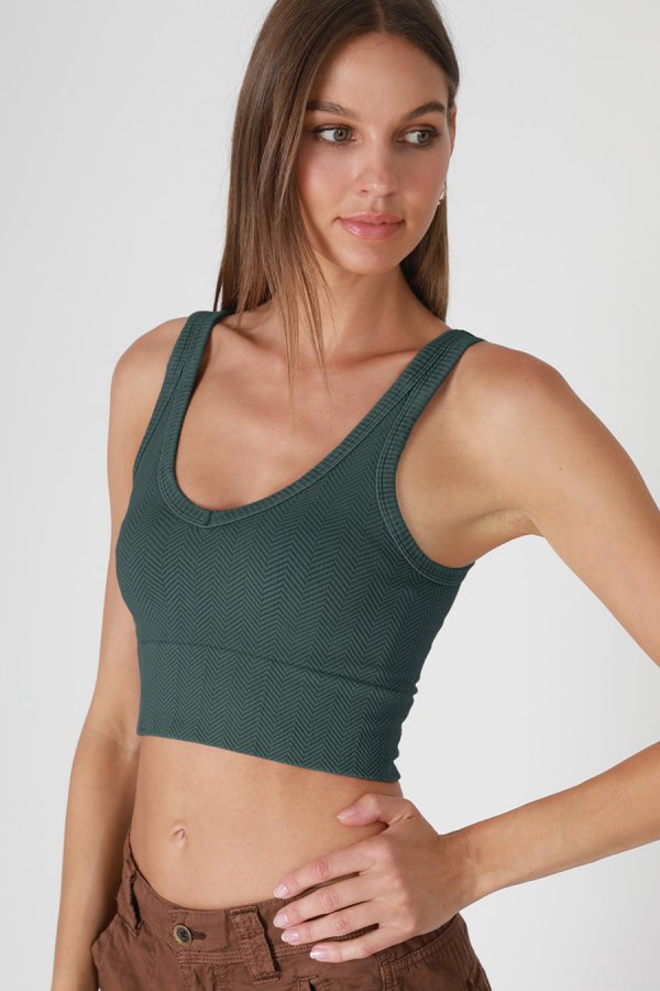 nikibiki Vintage Reversible Herringbone Crop Top