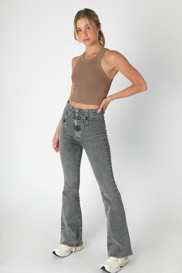 Nikibiki Vintage Ribbed High Neck Crop Top