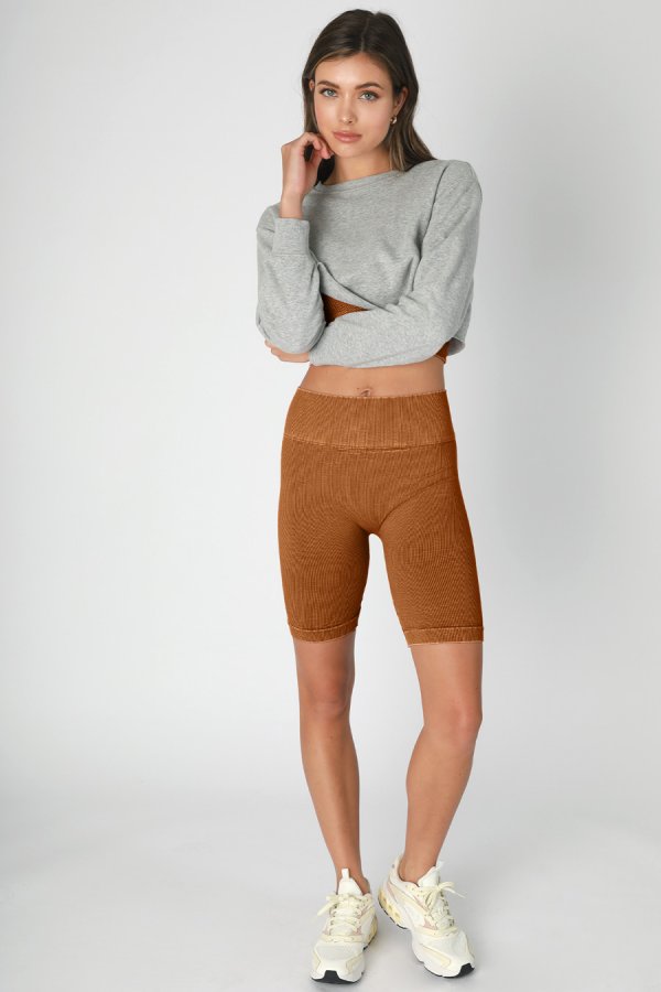 Nikibiki Vintage Ribbed Highwaist Biker Shorts