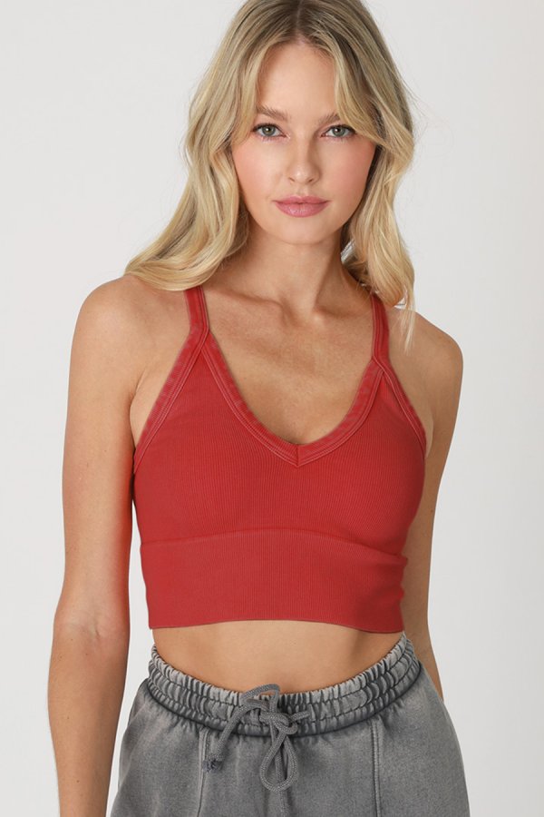 nikibiki Vintage Ribbed V-Neck Bra Top