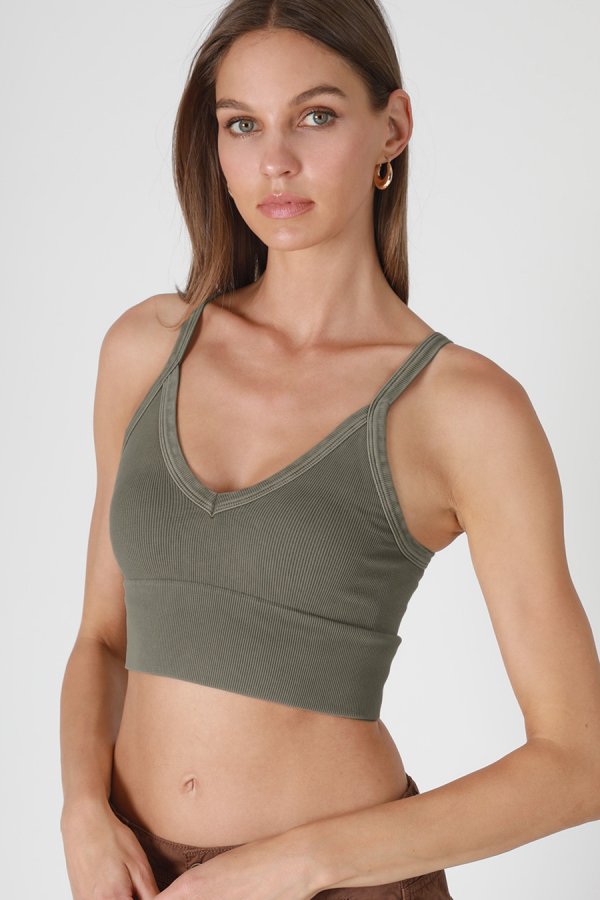 nikibiki Vintage Ribbed V-Neck Bra Top