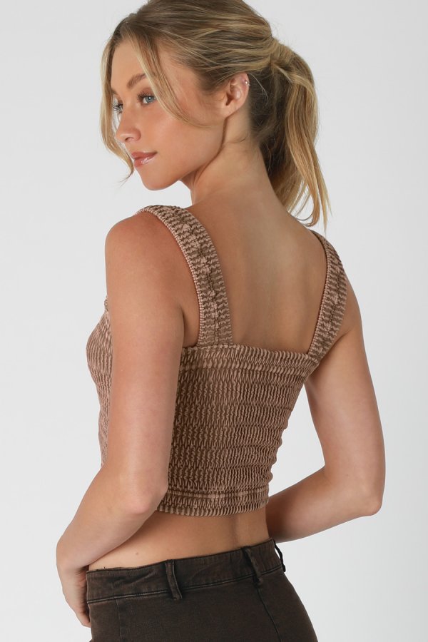 Nikibiki Vintage Shirred Square Neck Crop Top