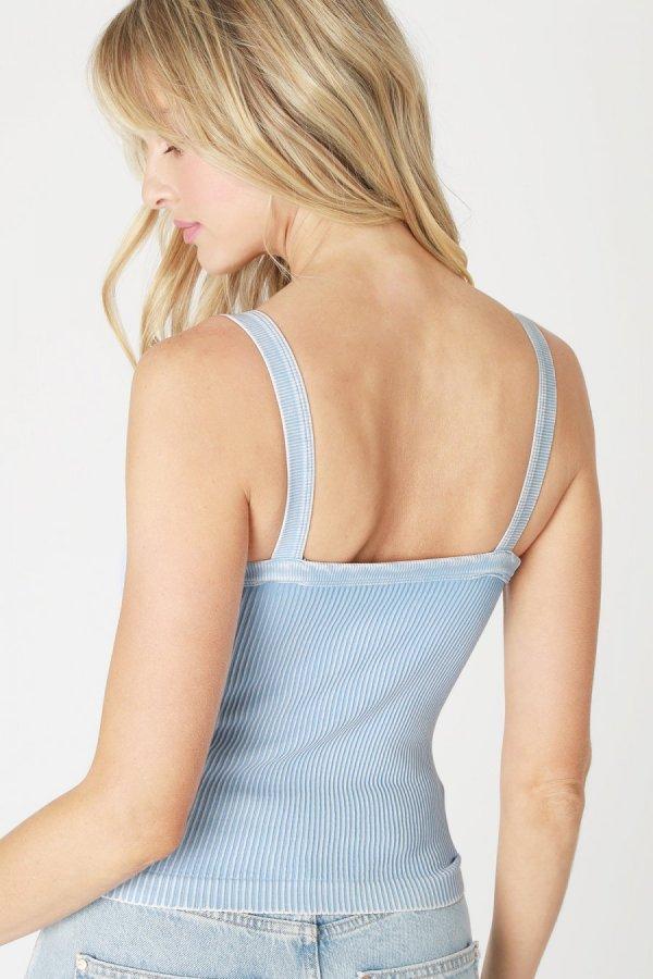 Nikibiki Vintage Square Neck Ribbed Top