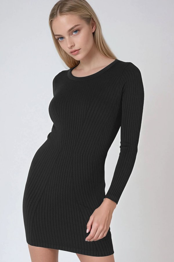 nikibiki Wide Ribbed LS Dress