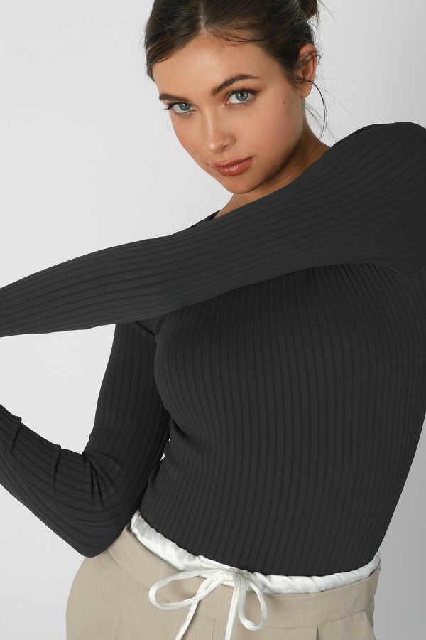 nikibiki Wide Ribbed LS Top