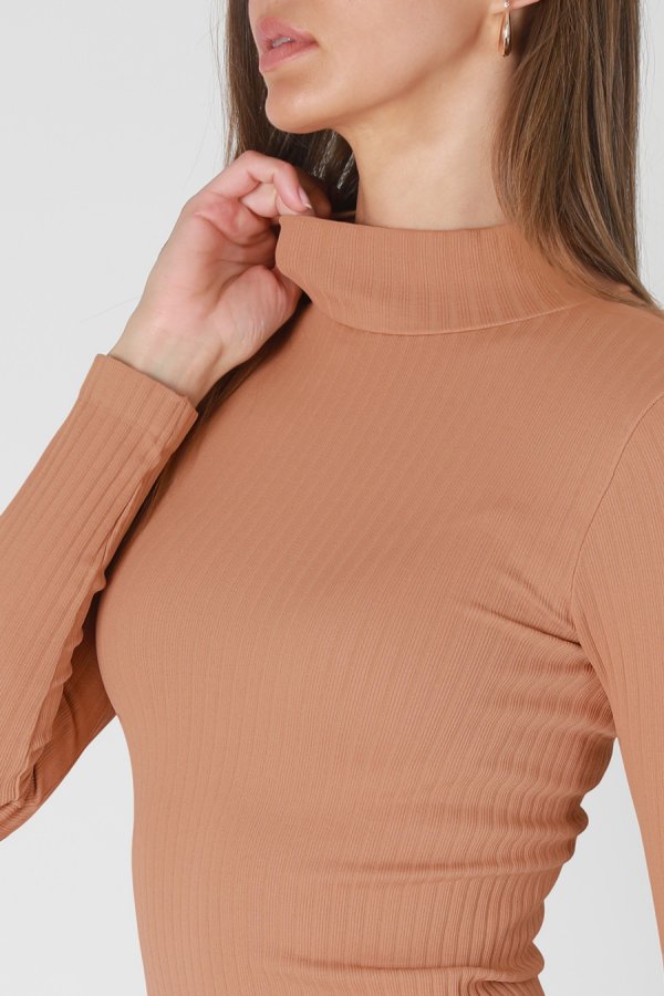 Nikibiki Wide Ribbed Mock Neck L/S Top