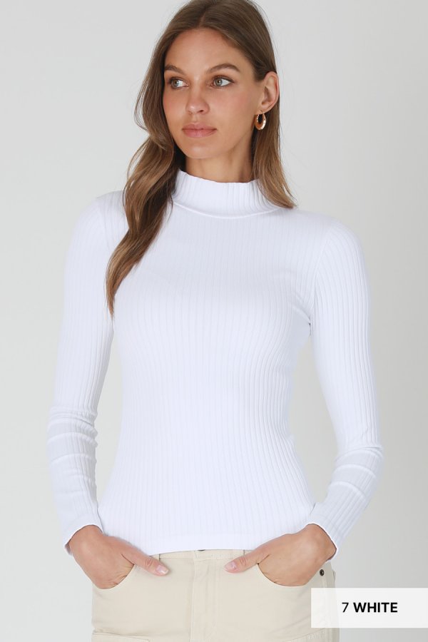 Nikibiki Wide Ribbed Mock Neck L/S Top