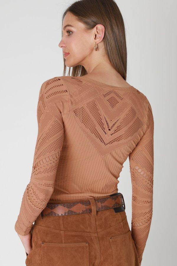 Nikibiki Wide Textured LS Top