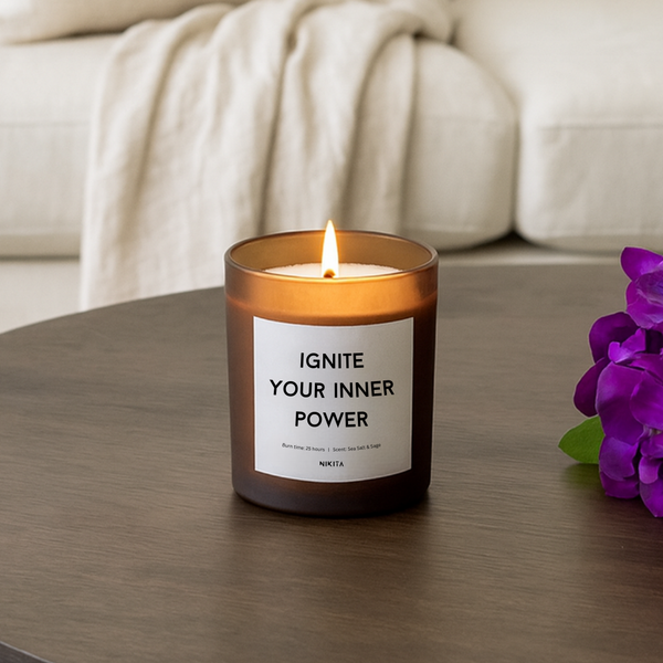 nikita by niki Amber Frosted Glass Empowering Candle