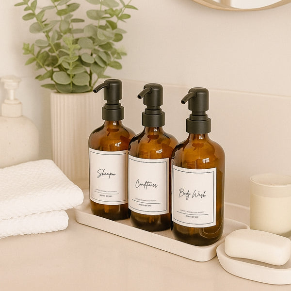 Nikita By Niki Amber Glass Bathroom Soap Dispenser - Set Of 3