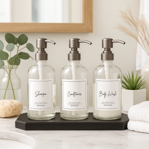 nikita by niki Clear Glass Bathroom Soap Dispenser - Set of 3