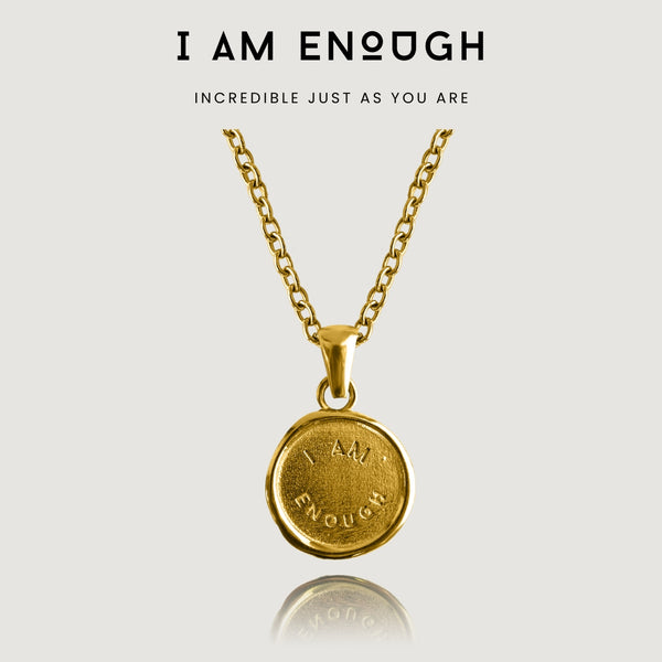 nikita by niki I AM ENOUGH - ENGRAVED PENDANT NECKLACE - 18K GOLD PLATED