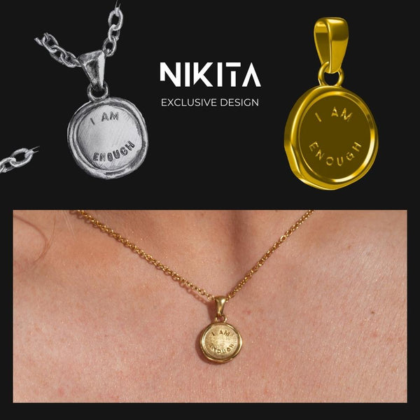 Nikita By Niki I AM ENOUGH - ENGRAVED PENDANT NECKLACE - SILVER