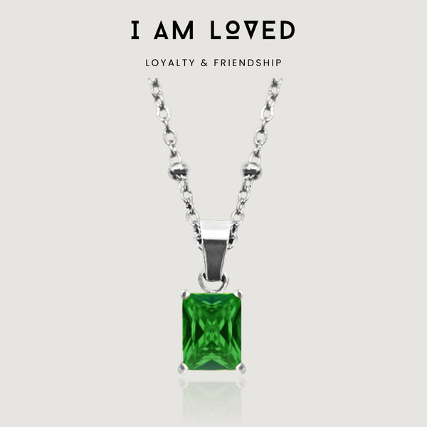 nikita by niki I AM LOVED - EMERALD PENDANT NECKLACE - SILVER