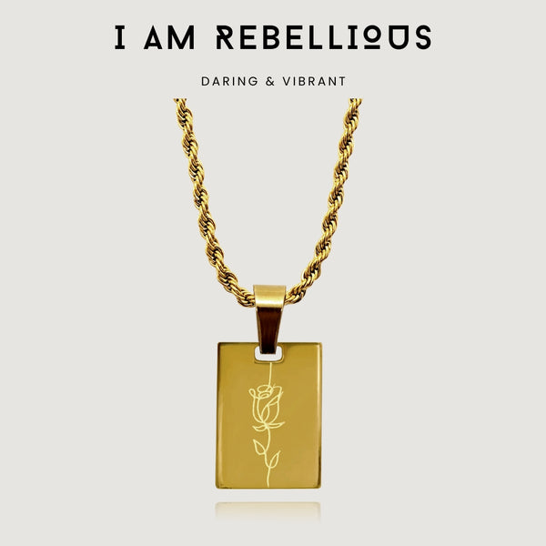 nikita by niki I AM REBELLIOUS - ROSE TAG PENDANT NECKLACE - 18K GOLD PLATED