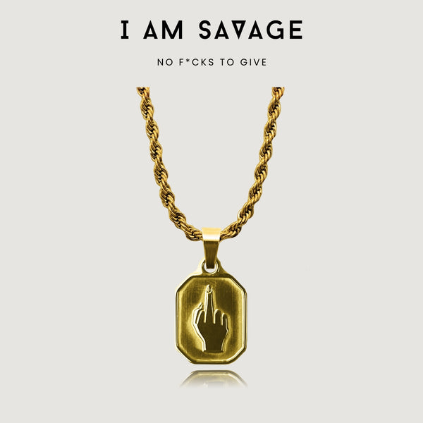 nikita by niki I AM SAVAGE - MIDDLE FINGER PENDANT NECKLACE - 18K GOLD PLATED