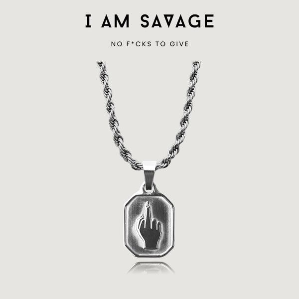 nikita by niki I AM SAVAGE - MIDDLE FINGER PENDANT NECKLACE - SILVER
