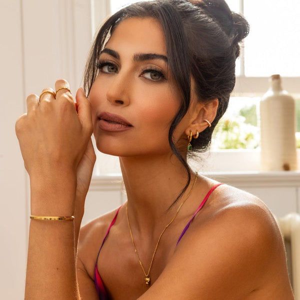 Nikita By Niki LUCIA Huggie Rhinestone Hoop Earrings - Gold