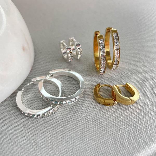 Nikita By Niki LUCIA Rhinestone Hoop Earrings - Silver