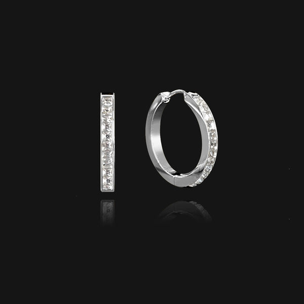 nikita by niki LUCIA Rhinestone Hoop Earrings - Silver