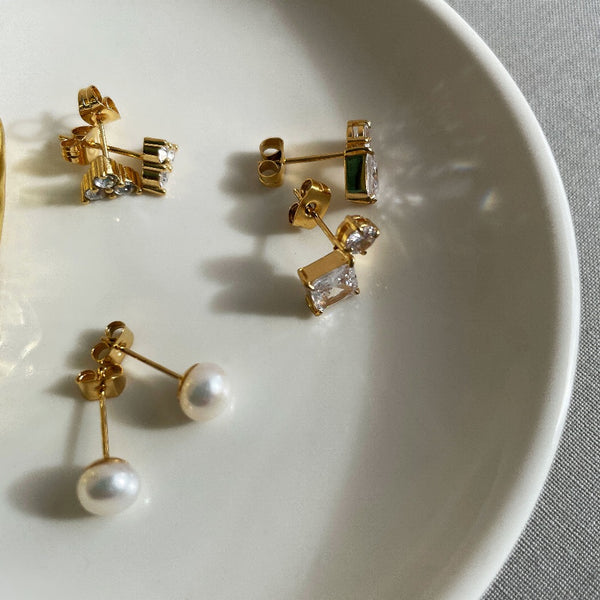 Nikita By Niki AZURA Rhinestone Stud Earrings - Gold