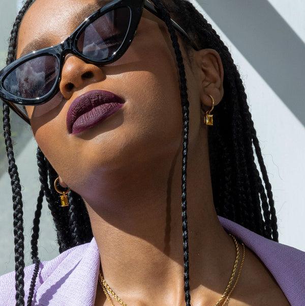 Nikita By Niki CITRINE Pendant Hoop Earrings