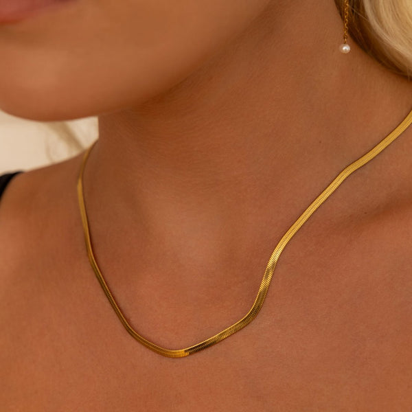 Nikita By Niki Flat Snake Chain Necklace - Gold
