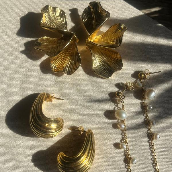 Nikita By Niki GIGI Drop Pearl Earrings - Gold