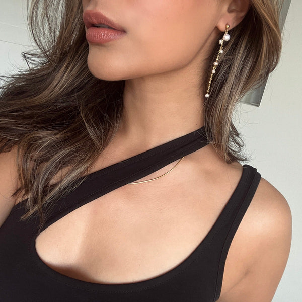 Nikita By Niki GIGI Drop Pearl Earrings - Gold