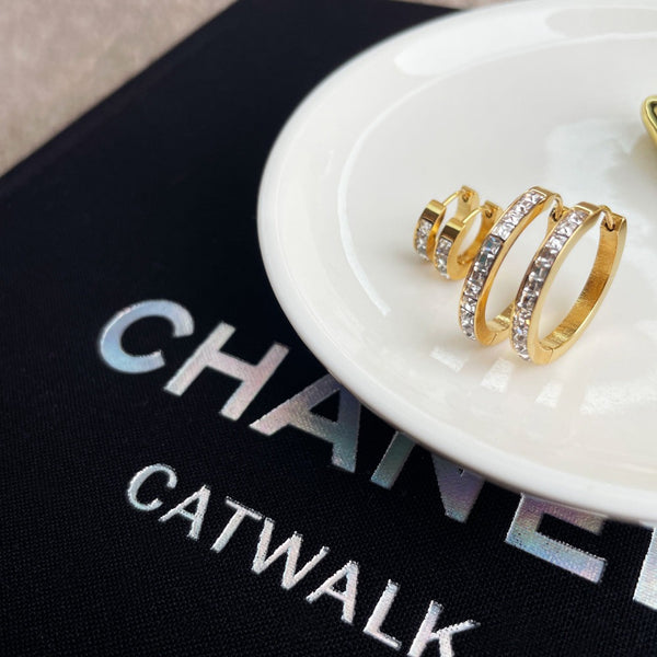 Nikita By Niki LUCIA Rhinestone Hoop Earrings - Gold