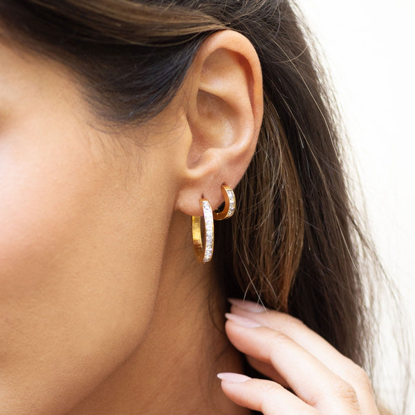 Nikita By Niki LUCIA Rhinestone Hoop Earrings - Gold