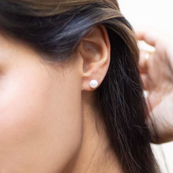 Nikita By Niki PIA Pearl Stud Earrings - Silver