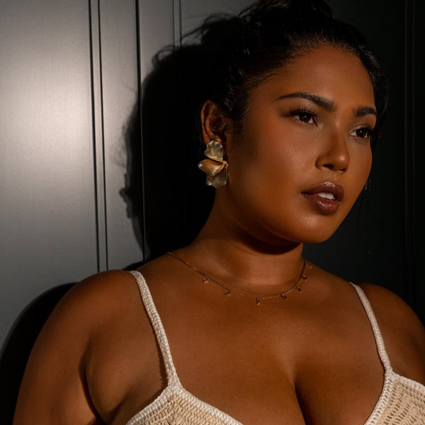 Nikita By Niki RHIA Floral Statement Earrings - Gold