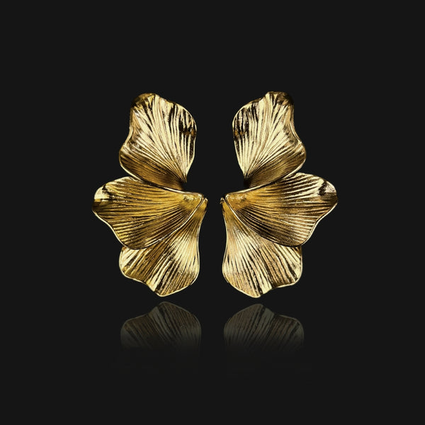 nikita by niki RHIA Floral Statement Earrings - Gold