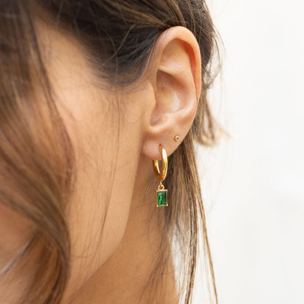 Nikita By Niki SAFFIA Emerald Hoop Earrings - Gold