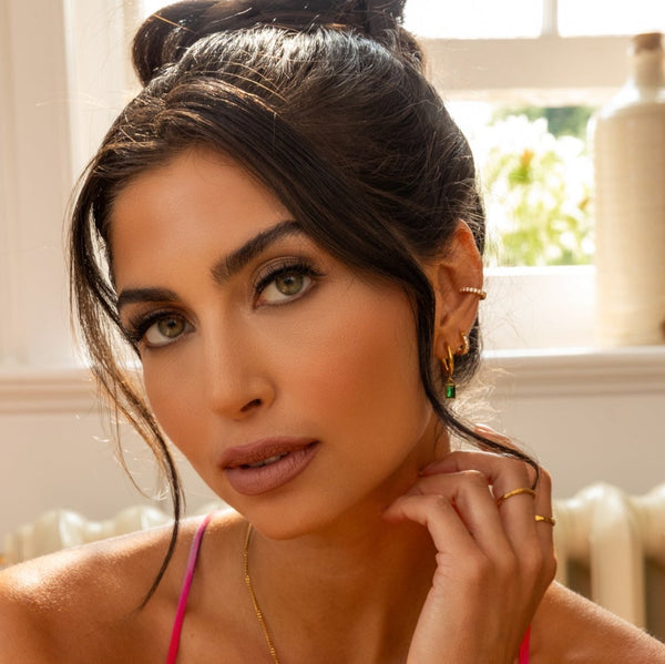 Nikita By Niki SAFFIA Emerald Hoop Earrings - Gold