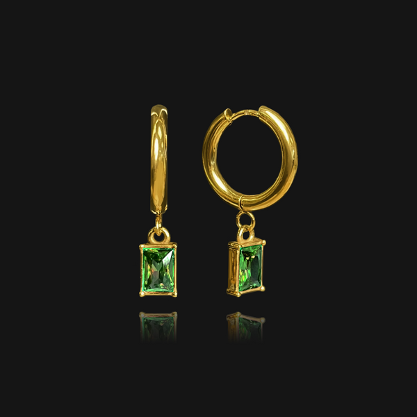 nikita by niki SAFFIA Emerald Hoop Earrings - Gold