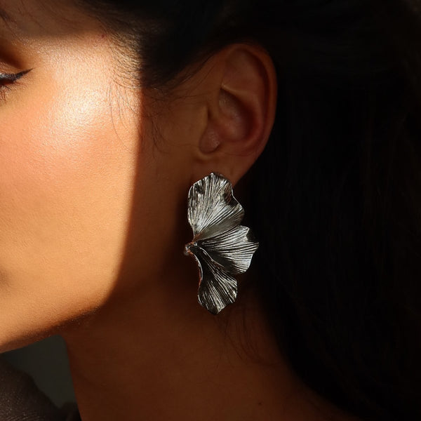 Nikita By Niki RHIA Botanical Statement Earrings - Silver