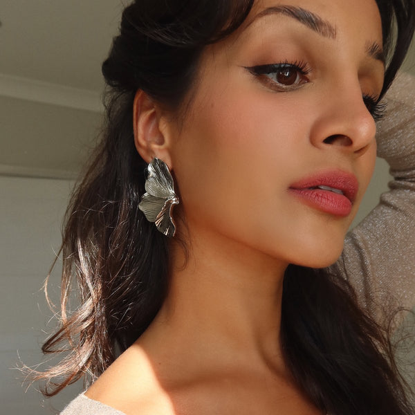 Nikita By Niki RHIA Botanical Statement Earrings - Silver