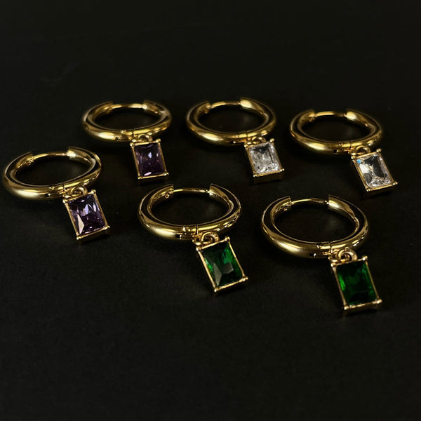 Nikita By Niki SAFFIA Amethyst Crystal Hoop Earrings - Gold