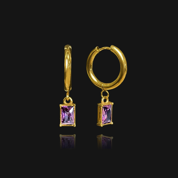 nikita by niki SAFFIA Amethyst Crystal Hoop Earrings - Gold