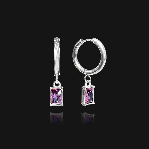 nikita by niki SAFFIA Amethyst Crystal Hoop Earrings - Silver